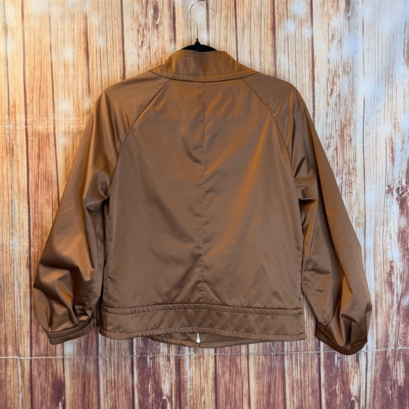 Eccoci Women’s Satin 3/4 Puff Sleeve Zip Jacket Double Zipper Brown Size 6 - Picture 5 of 11